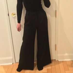 Alice + Olivia High Waisted Wide Leg Trousers in Black, Sz 0